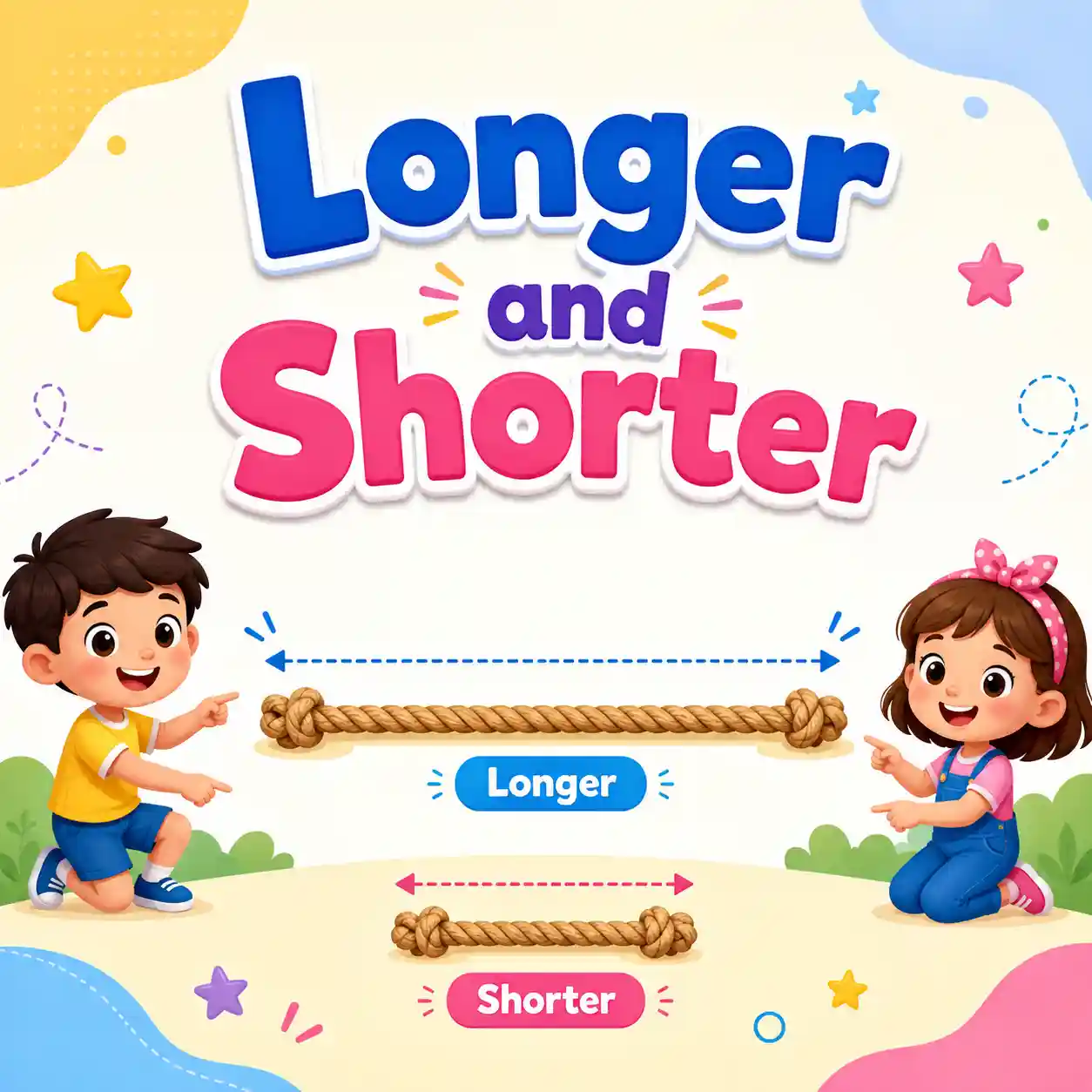 Longer and Shorter for Kids Class 1 mathematics length comparison activity